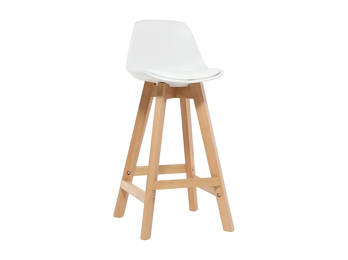 Set di 2 sgabelli design bianco e legno 65cm MINI PAULINE