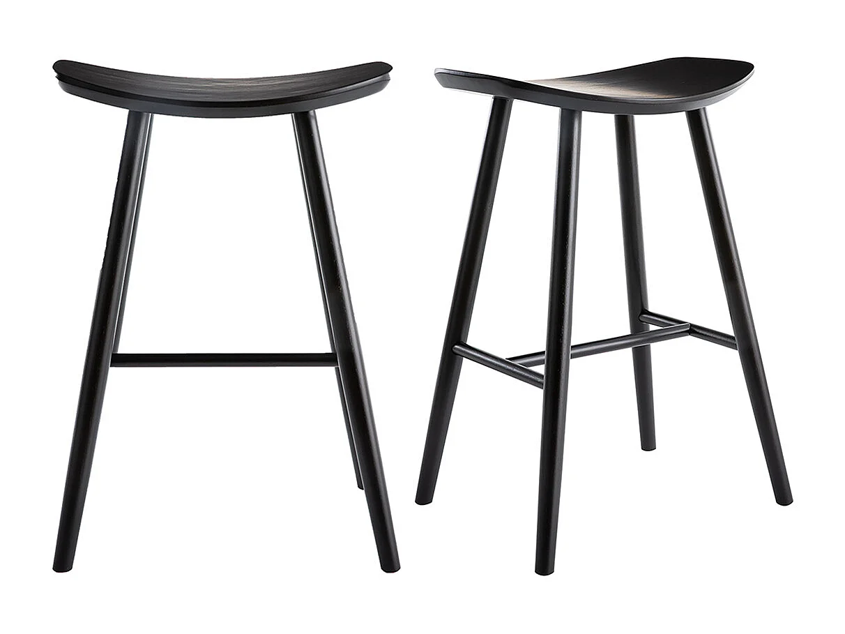 Tabourets de bar noirs H65 cm (lot de 2) DEMORY