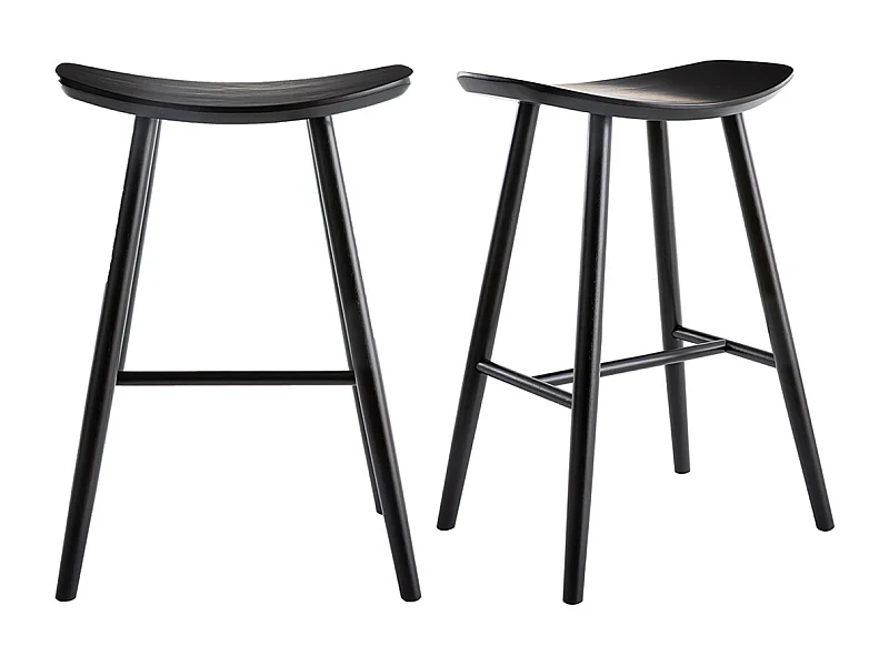 Tabourets de bar noirs H65 cm (lot de 2) DEMORY