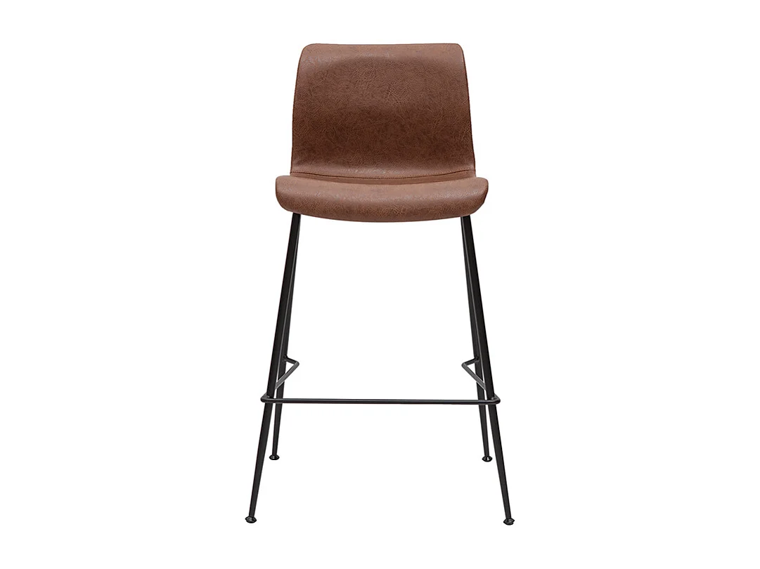 Tabourets de bar fixes marron aspect vieilli et métal noir H65 cm (lot de 2) HAROLD
