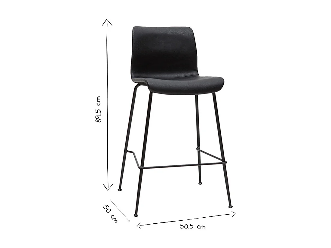 Tabourets de bar fixes marron aspect vieilli et métal noir H65 cm (lot de 2) HAROLD