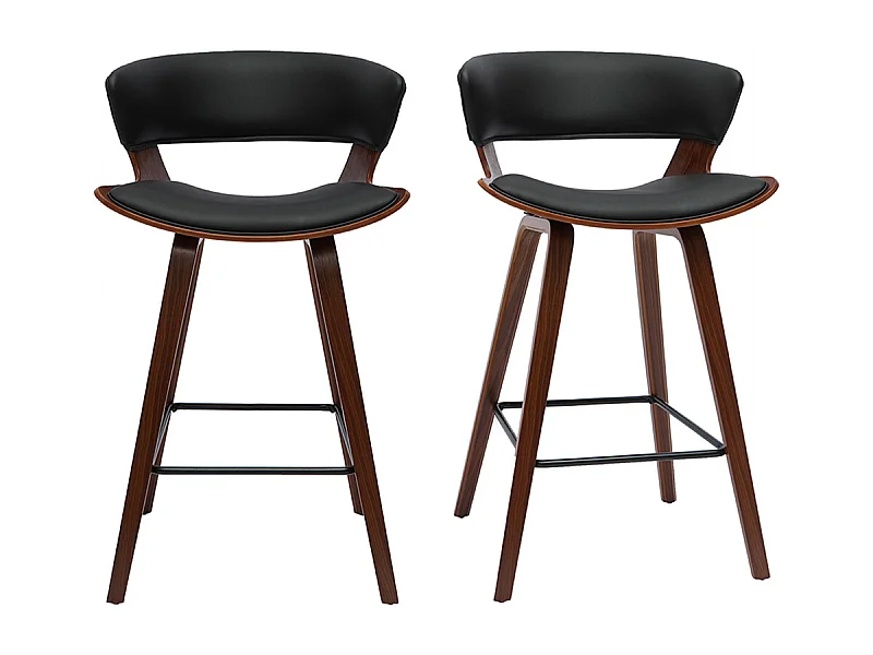 Set de 2 taburetes de cocina de diseño negro con madera oscura 65 cm SYRAH