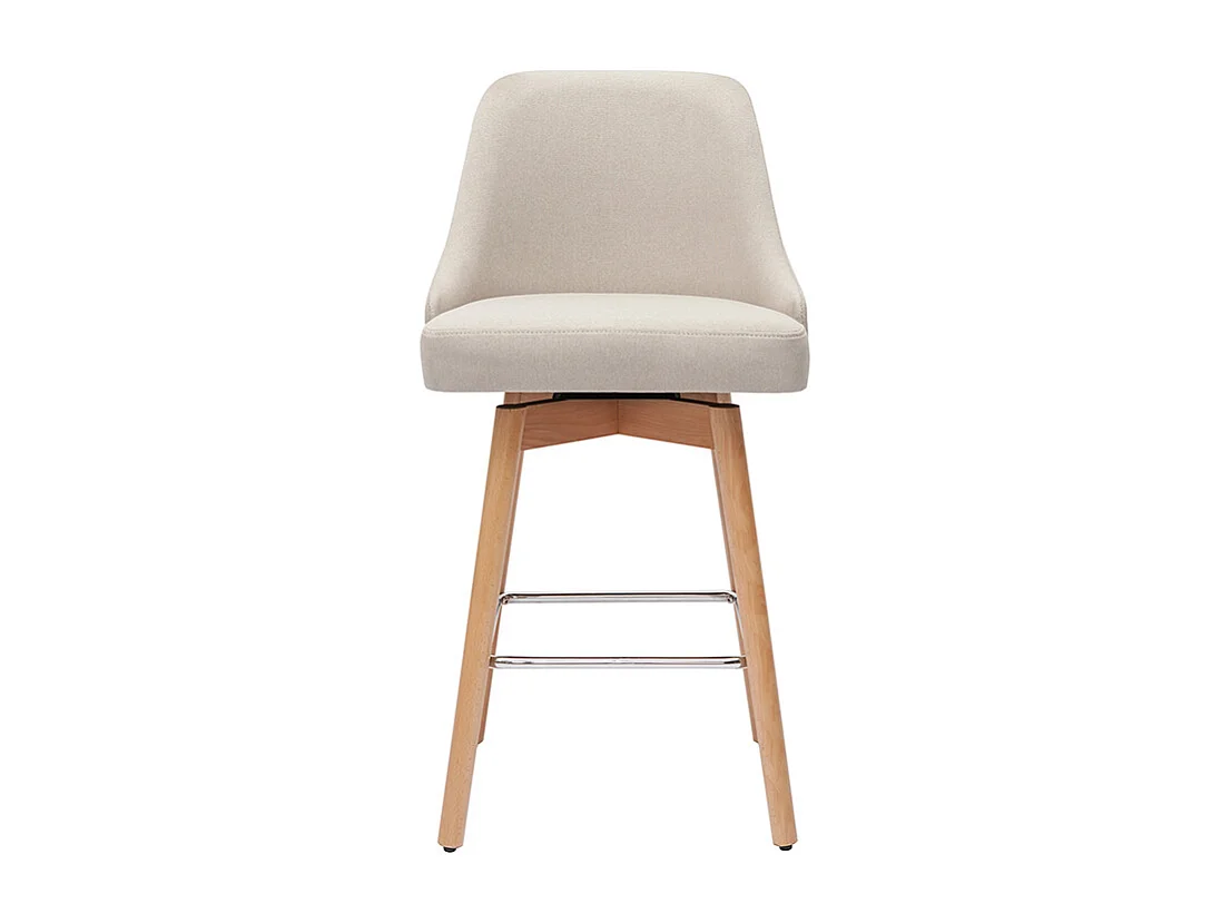 Skandinavische Barhocker aus beigem Stoff und massivem Buchenholz H65 cm (2er-Pack) HASTA