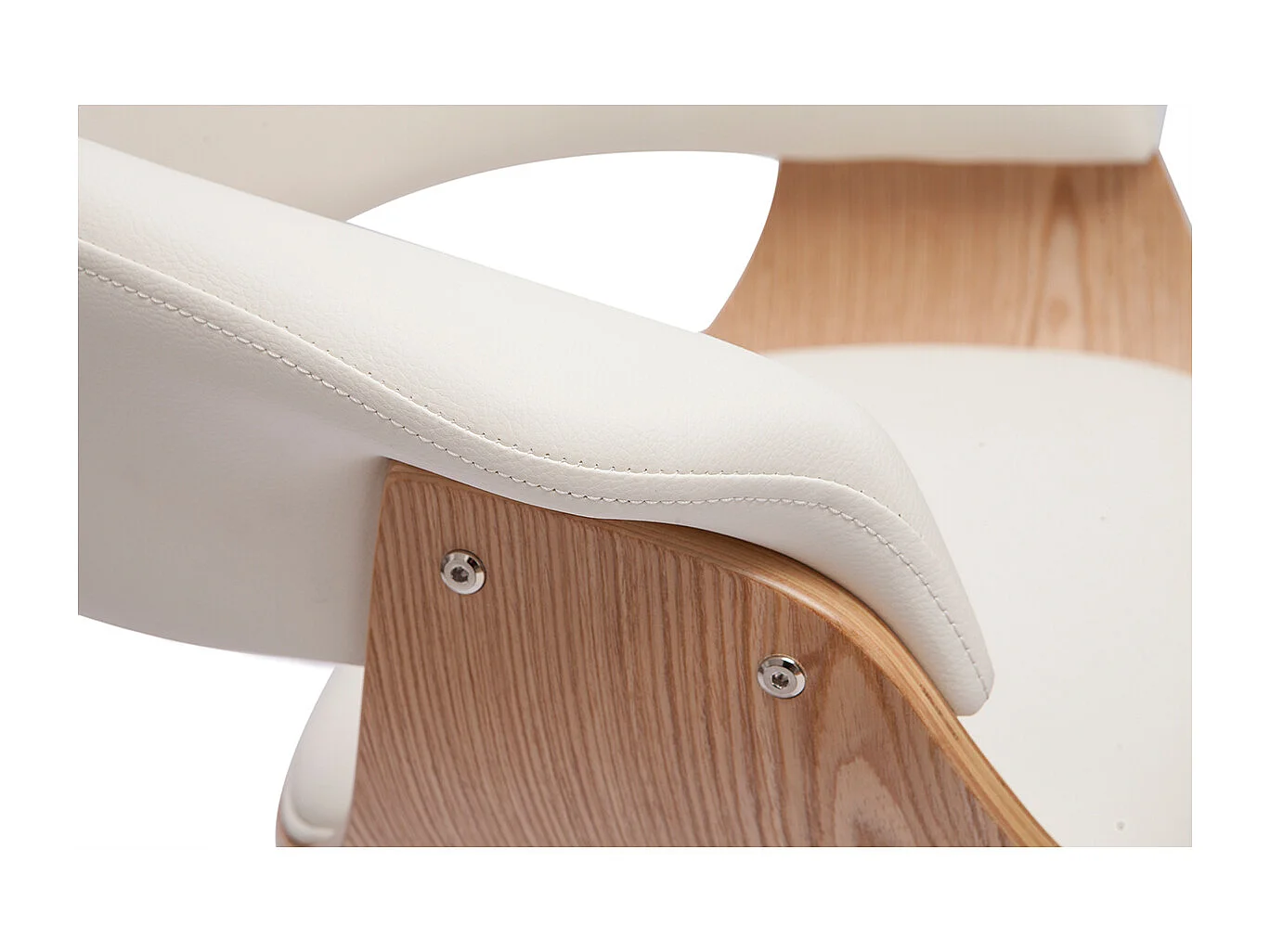 Design-Barhocker drehbar weiß mit hellem Holz  H 67 cm OKTAV