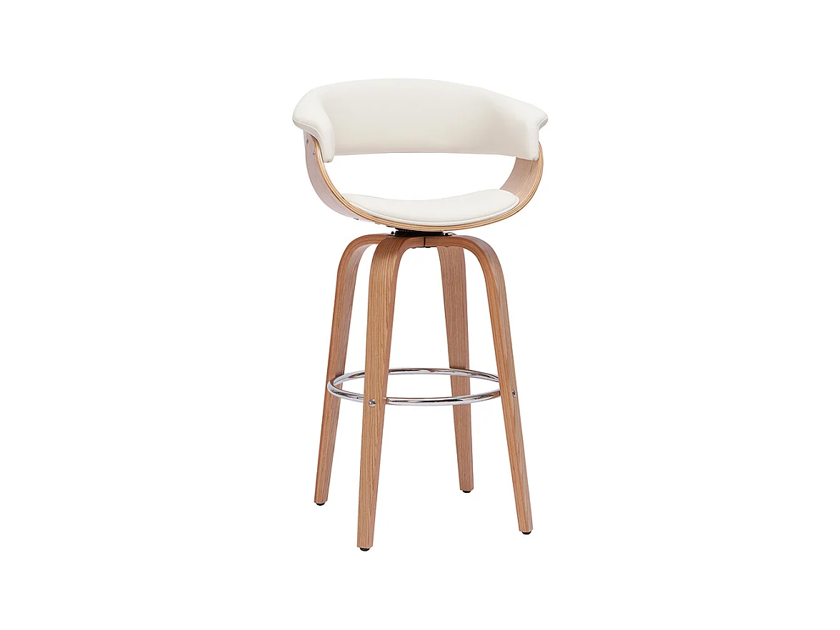 Tabouret de bar design pivotant blanc et bois clair H67 cm OKTAV