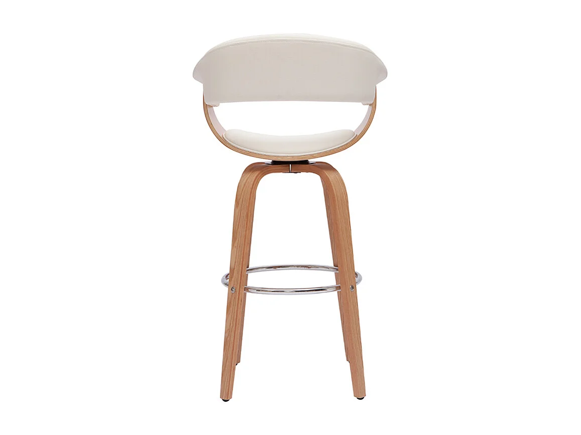 Taburete de cocina de diseño giratorio blanco y madera clara 67 cm OKTAV