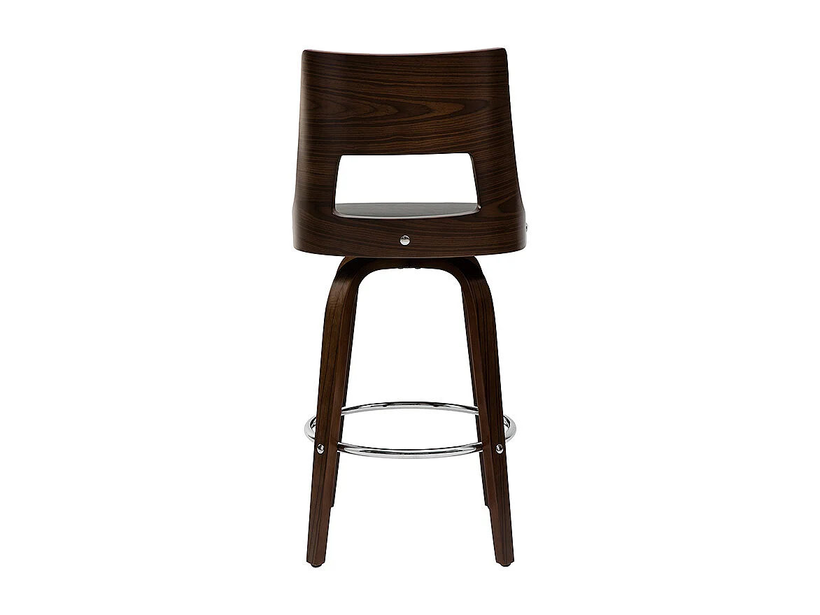 Tabouret de bar vintage pivotant noir et bois foncé GARBO