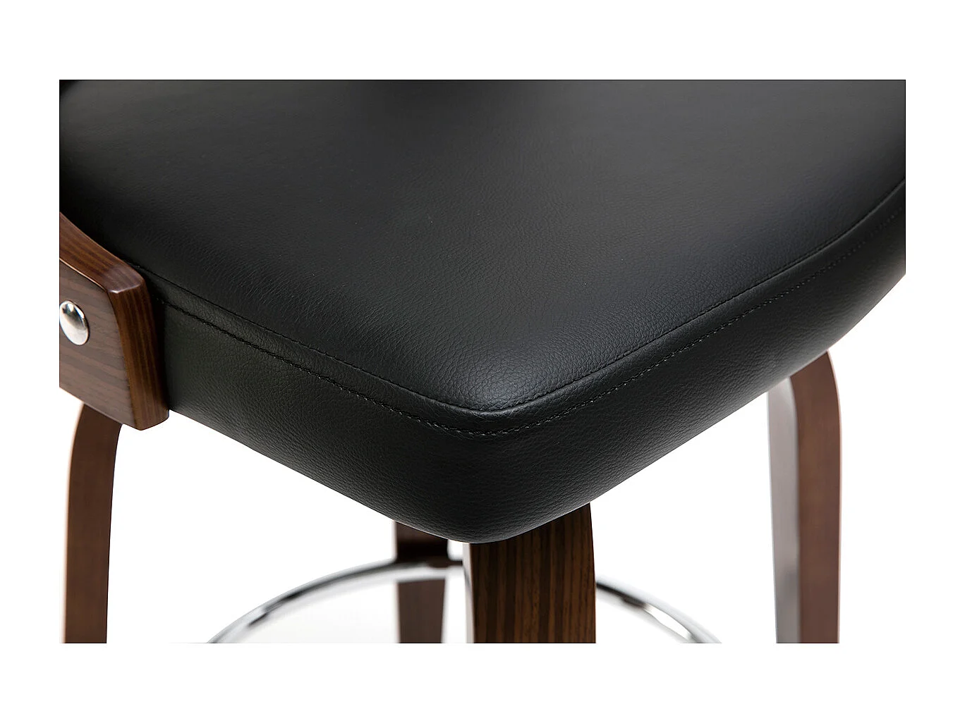 Tabouret de bar vintage pivotant noir et bois foncé GARBO