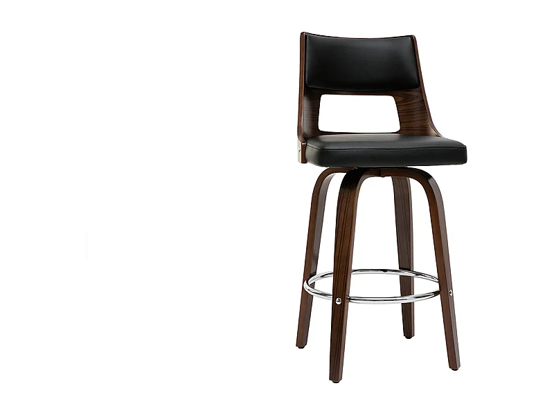 Vintage-Barhocker Schwarz und dunkles Holz GARBO