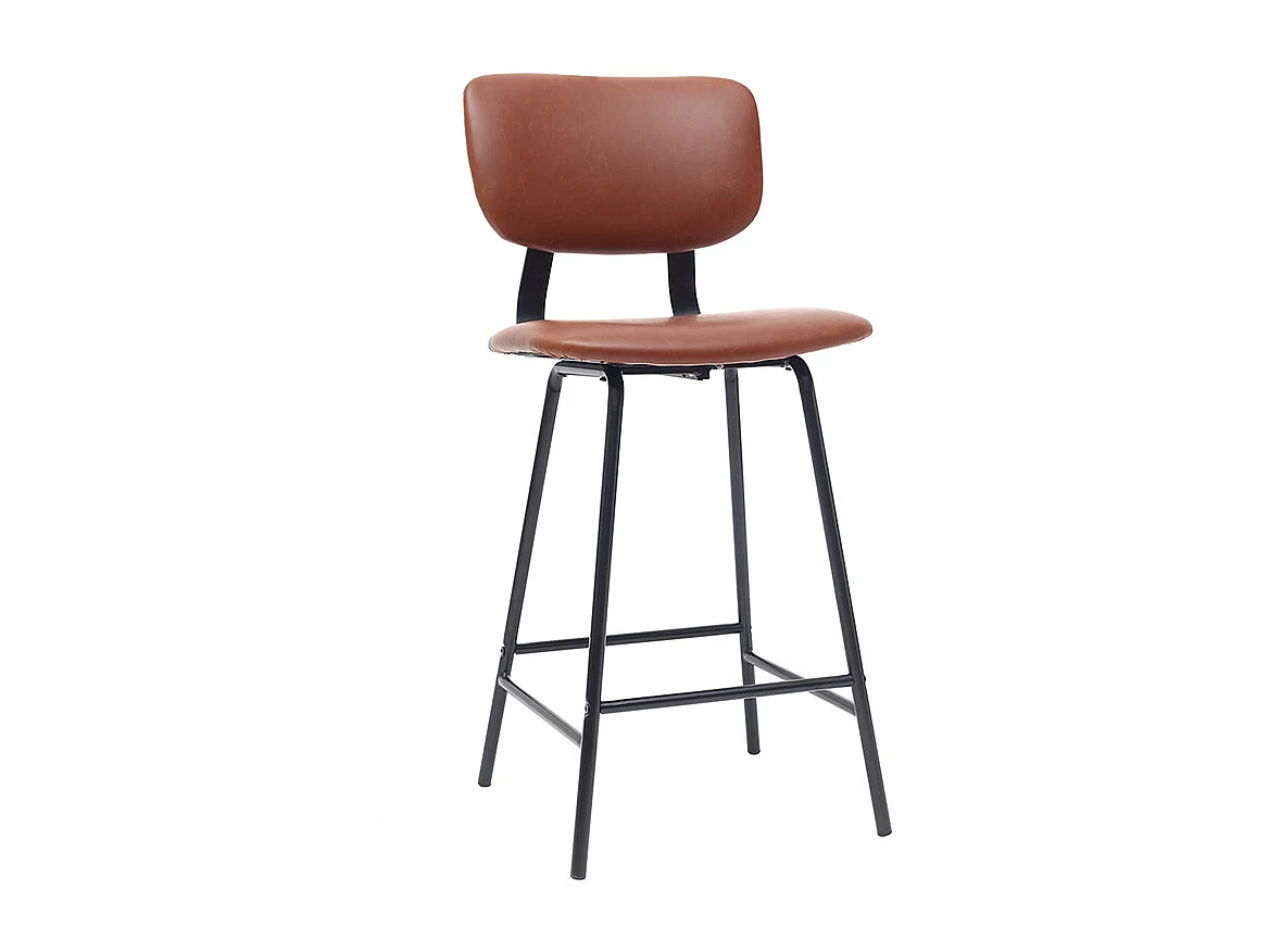 Tabourets de bar vintage marron clair avec pieds métal 65 cm (lot de 2) LAB