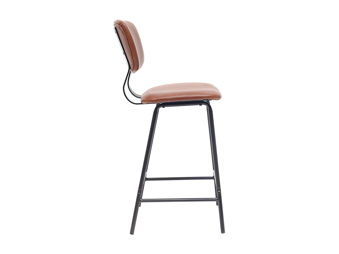 Tabourets de bar vintage marron clair avec pieds métal 65 cm (lot de 2) LAB