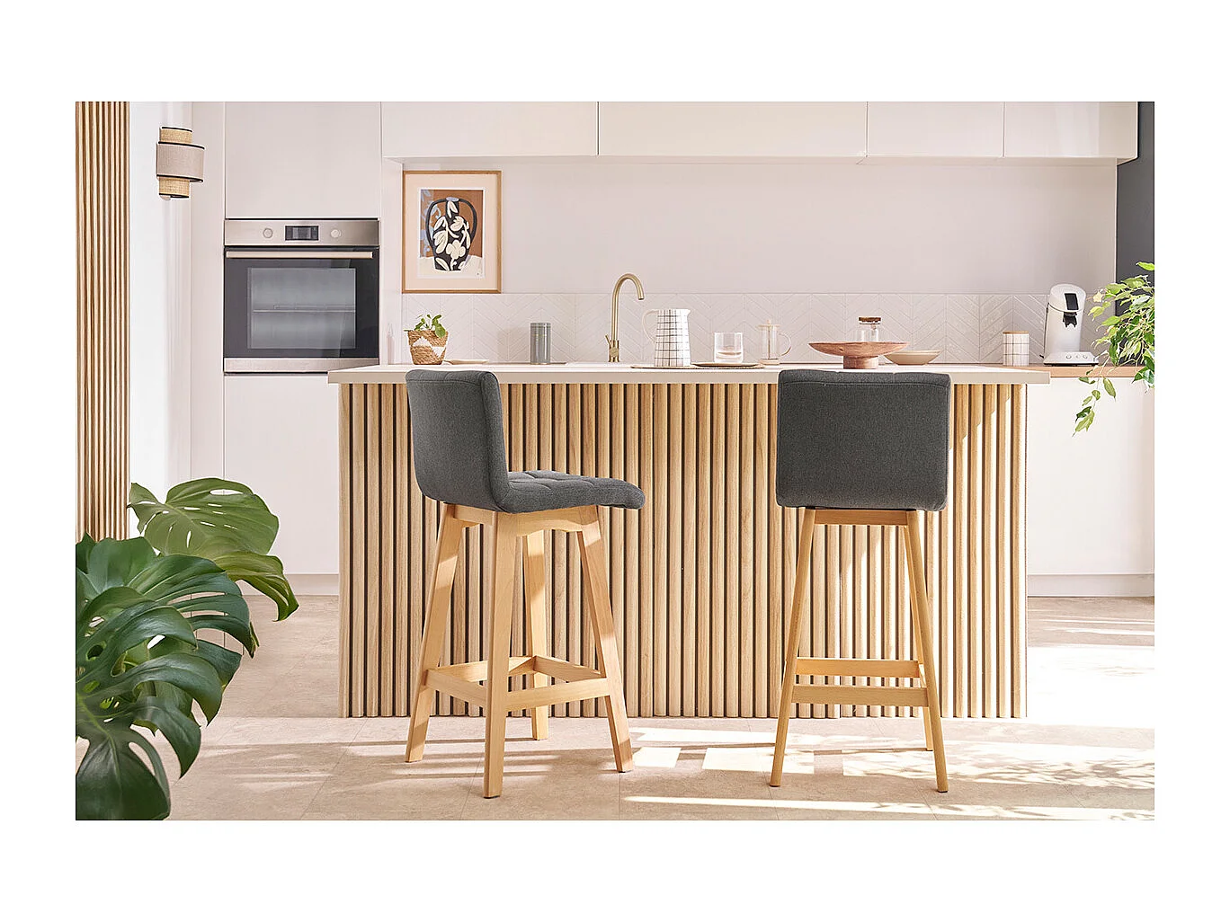 Sgabello da bar legno e foglia di tè 65cm set di 2 KLARIS