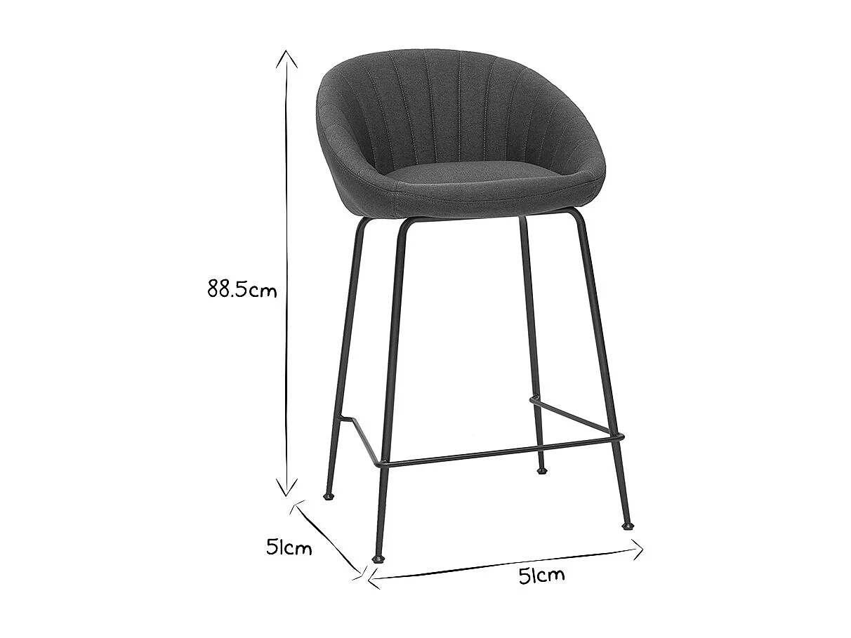 Taburetes de bar tejido gris oscuro 65 cm (lote de 2) SHERU