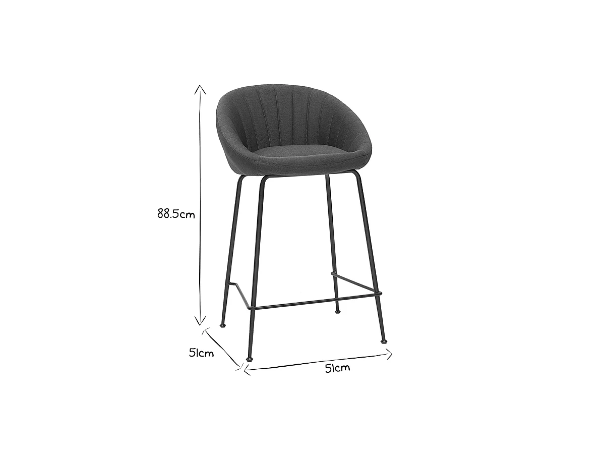 Taburetes de bar tejido gris oscuro 65 cm (lote de 2) SHERU