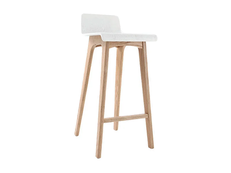 Design-Barhocker / -stuhl Holz naturfarben und Weiß skandinavisch BALTIK