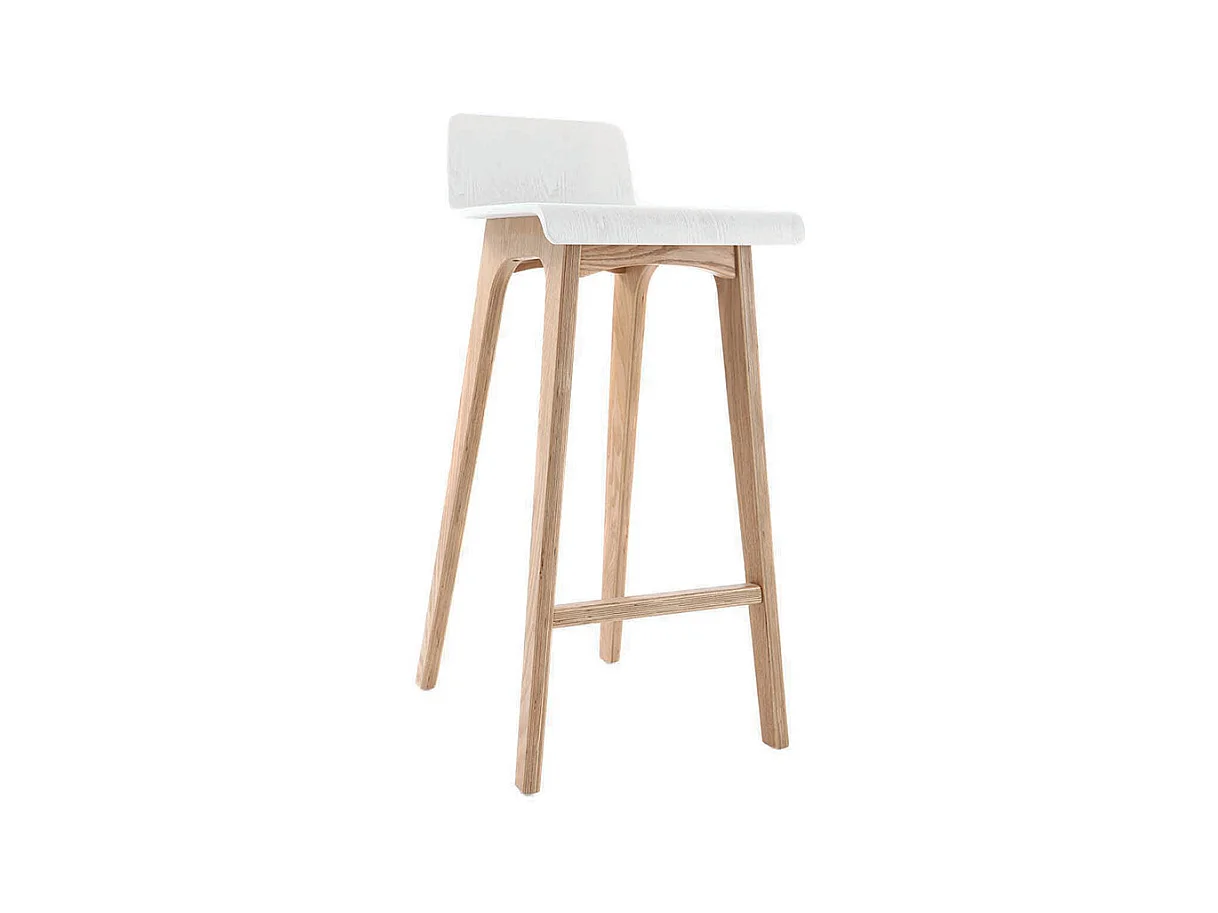 Chaise de bar scandinave 75 cm bois et blanc BALTIK
