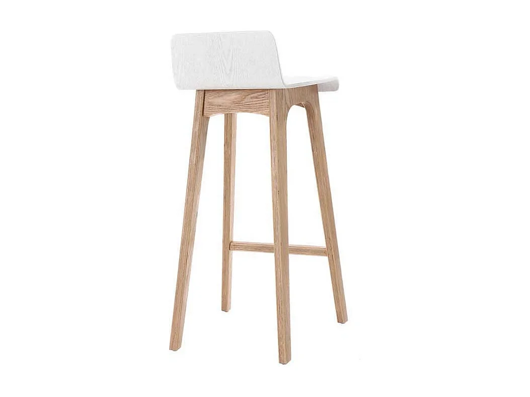 Design-Barhocker / -stuhl Holz naturfarben und Weiß skandinavisch BALTIK