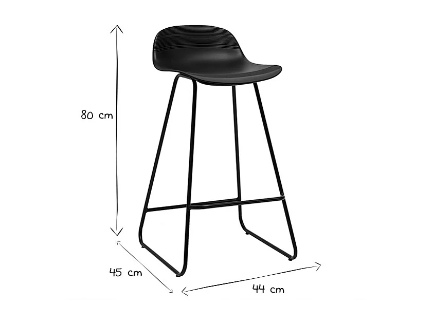 Tabourets de bar design noirs H65 cm (lot de 2) ELLA