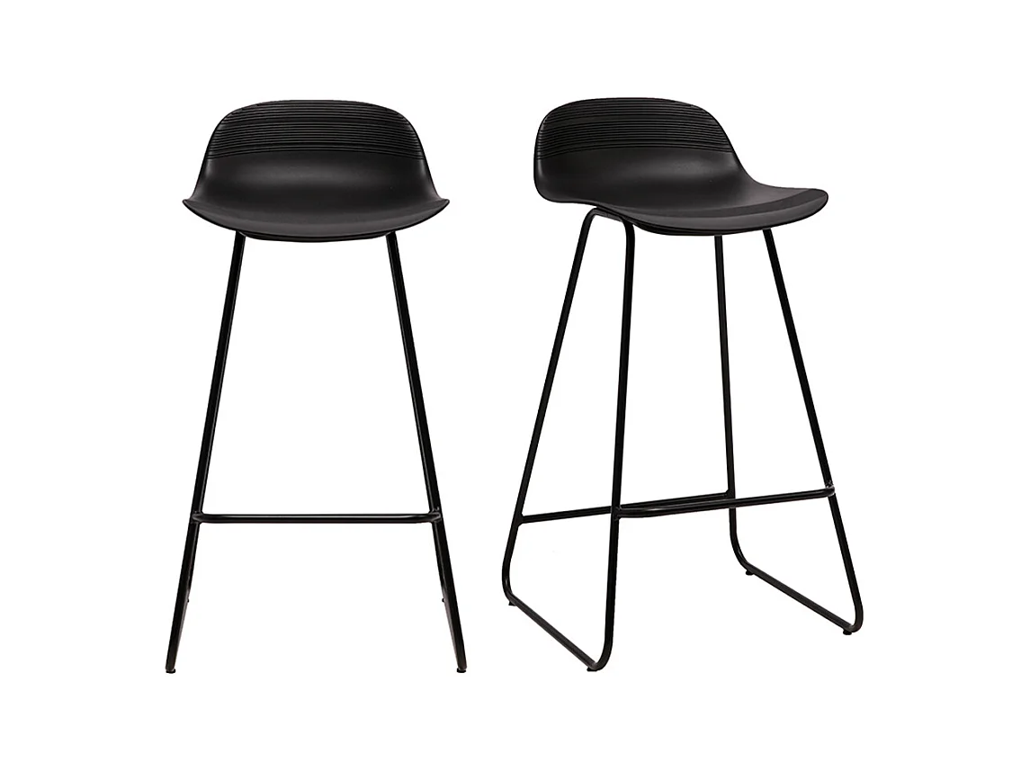 Design-Barhocker schwarz H65 cm (2er-Satz) ELLA