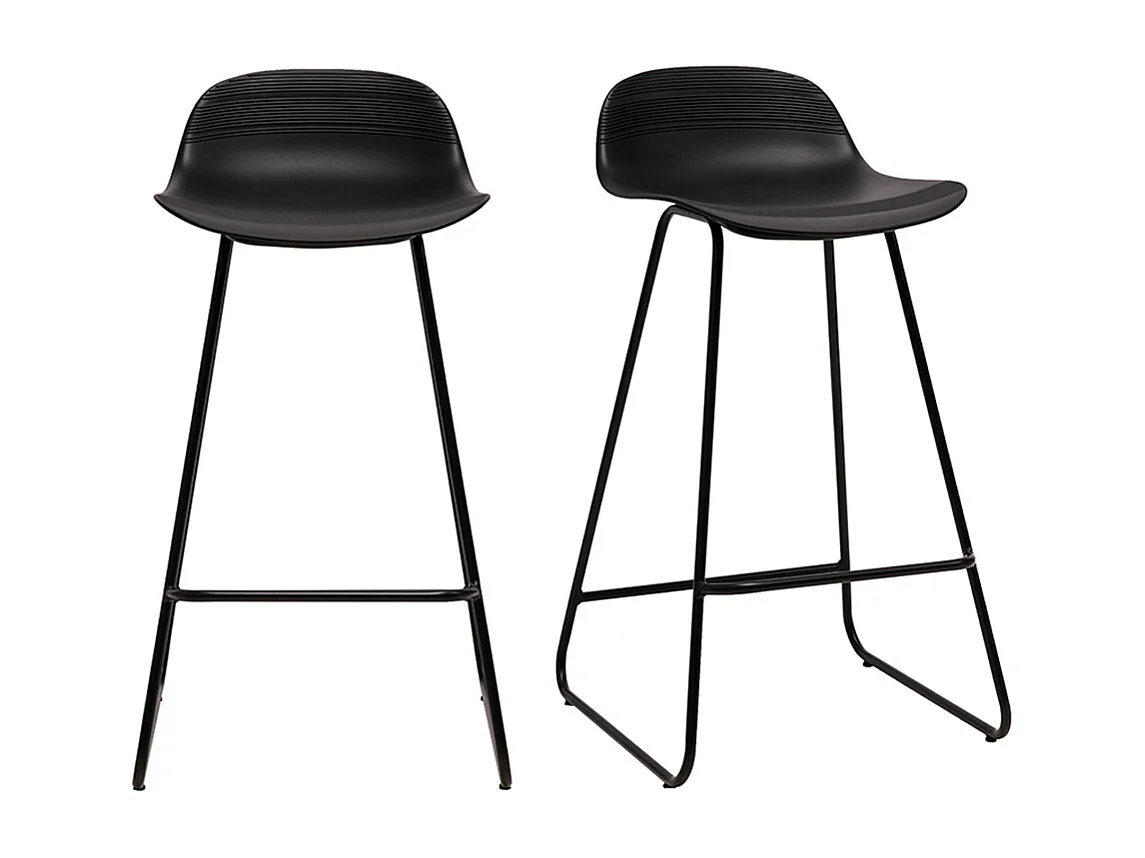 Set di 2 sgabelli da bar sedile nero base nero H65 cm ELLA