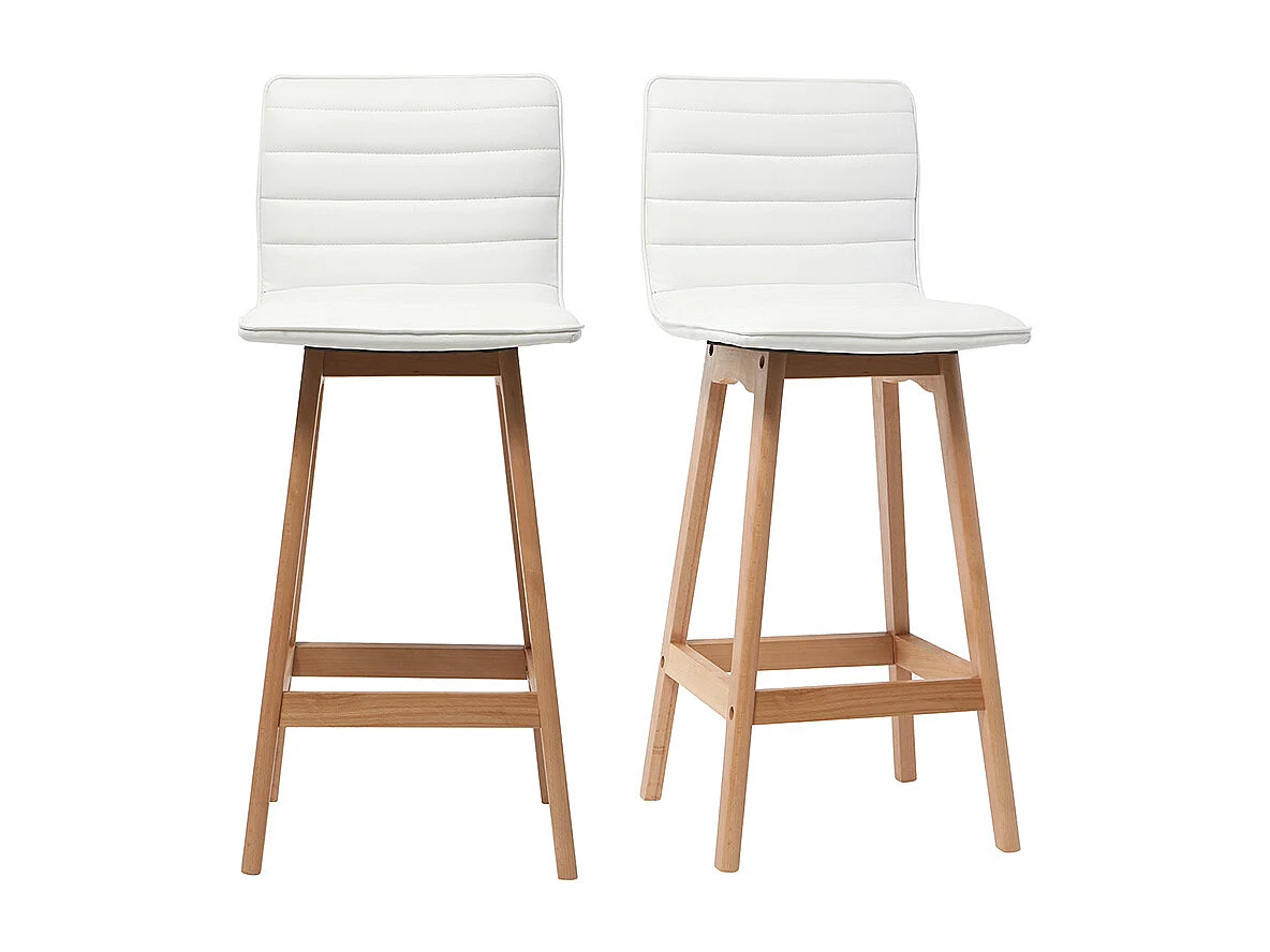 Design-Barhocker Holz und PU Weiß 65 cm 2 Stck. EMMA