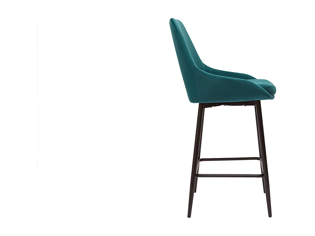 Tabourets de bar en tissu velours bleu pétrole et métal noir H65 cm (lot de 2) HOLO