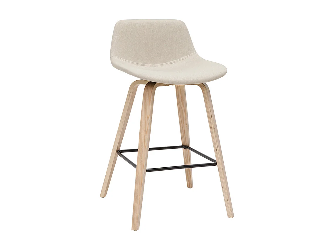 Tabourets de bar scandinaves beige et bois clair H65 cm (lot de 2) NONIE