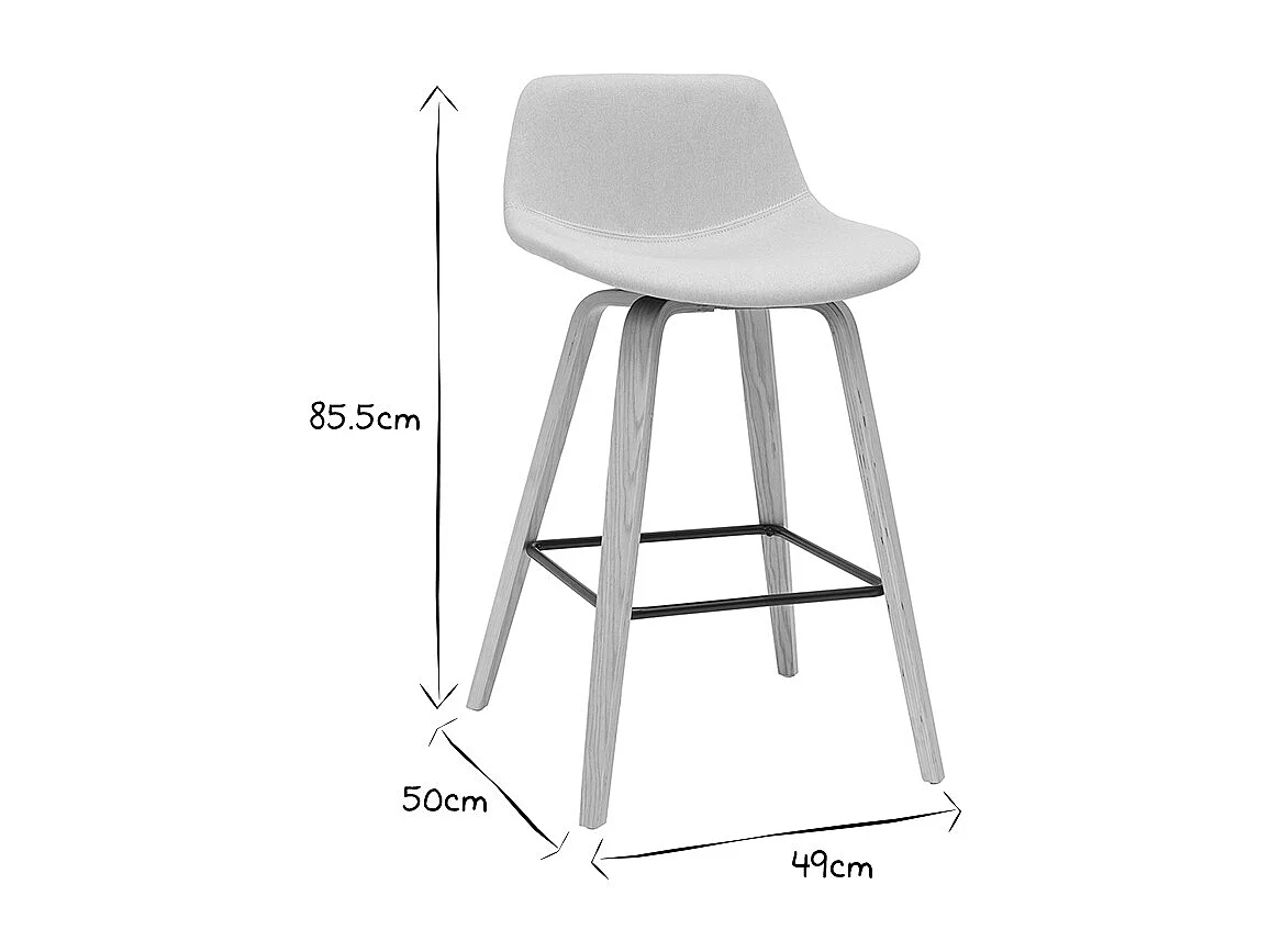 Tabourets de bar scandinaves beige et bois clair H65 cm (lot de 2) NONIE