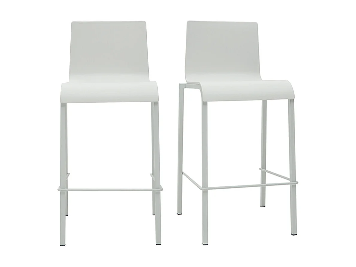 Tabourets de bar design empilables blancs H65 cm (lot de 2) KUPA