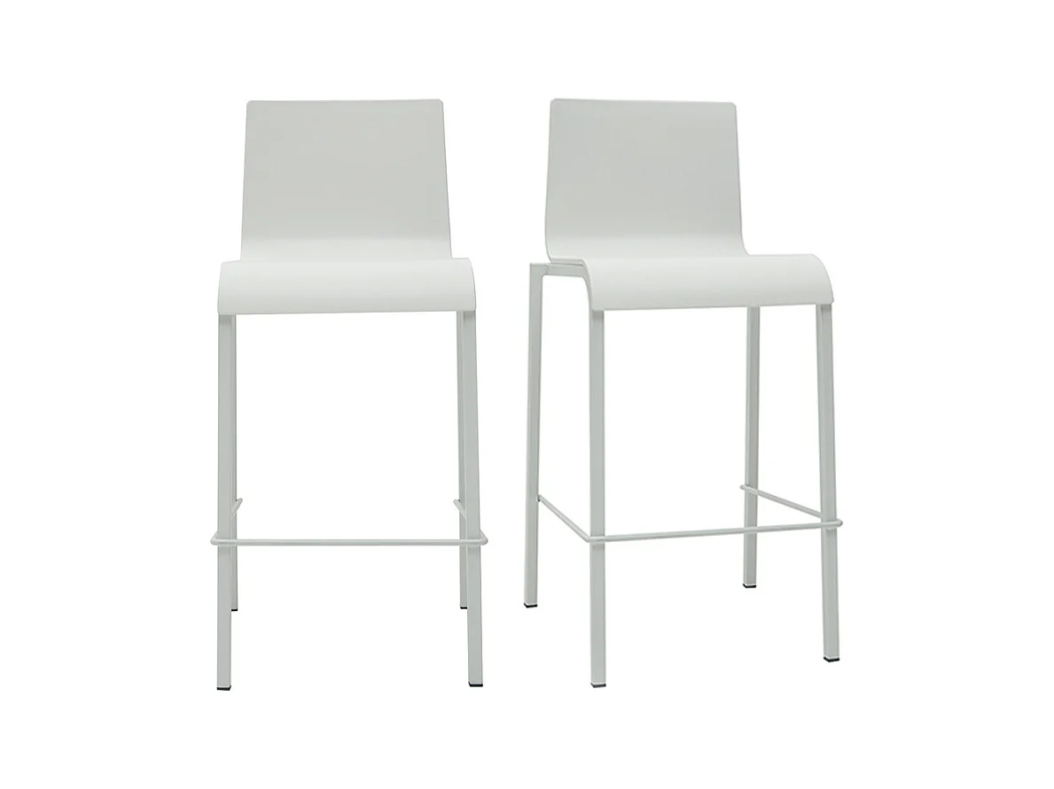 Tabourets de bar design empilables blancs H65 cm (lot de 2) KUPA