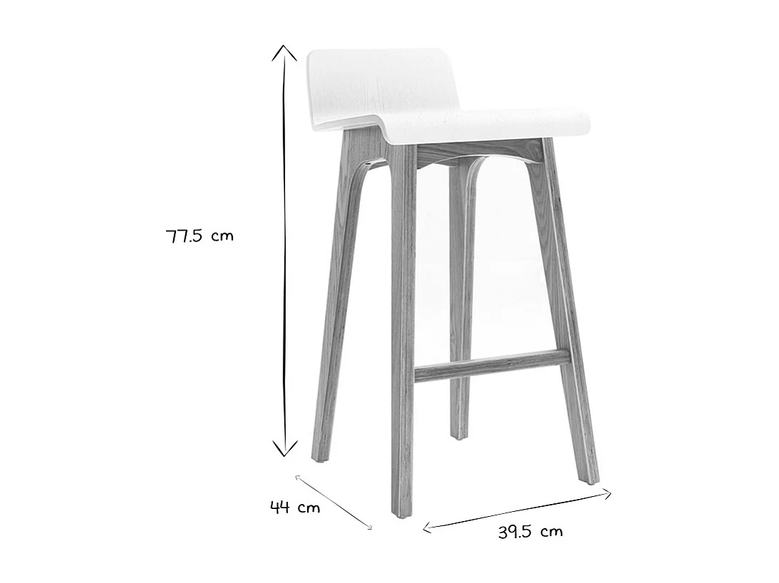 Skandinavischer Barhocker in Weiß mit hellem Holz H65 cm (2er-Set) BALTIK
