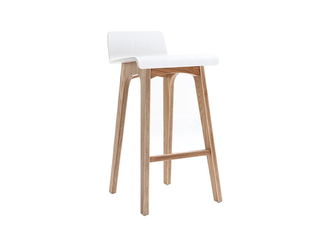 Sgabelli da bar scandinavi legno chiaro e bianco H65 cm (set di 2) BALTIK
