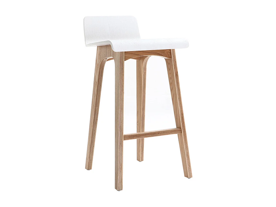 Tabourets de bar scandinaves bois clair et blanc H65 cm (lot de 2) BALTIK