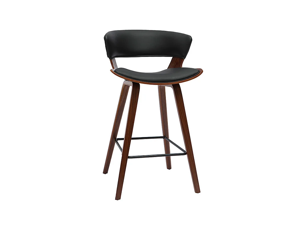 Tabouret de bar design noir et bois foncé H65 cm SYRAH