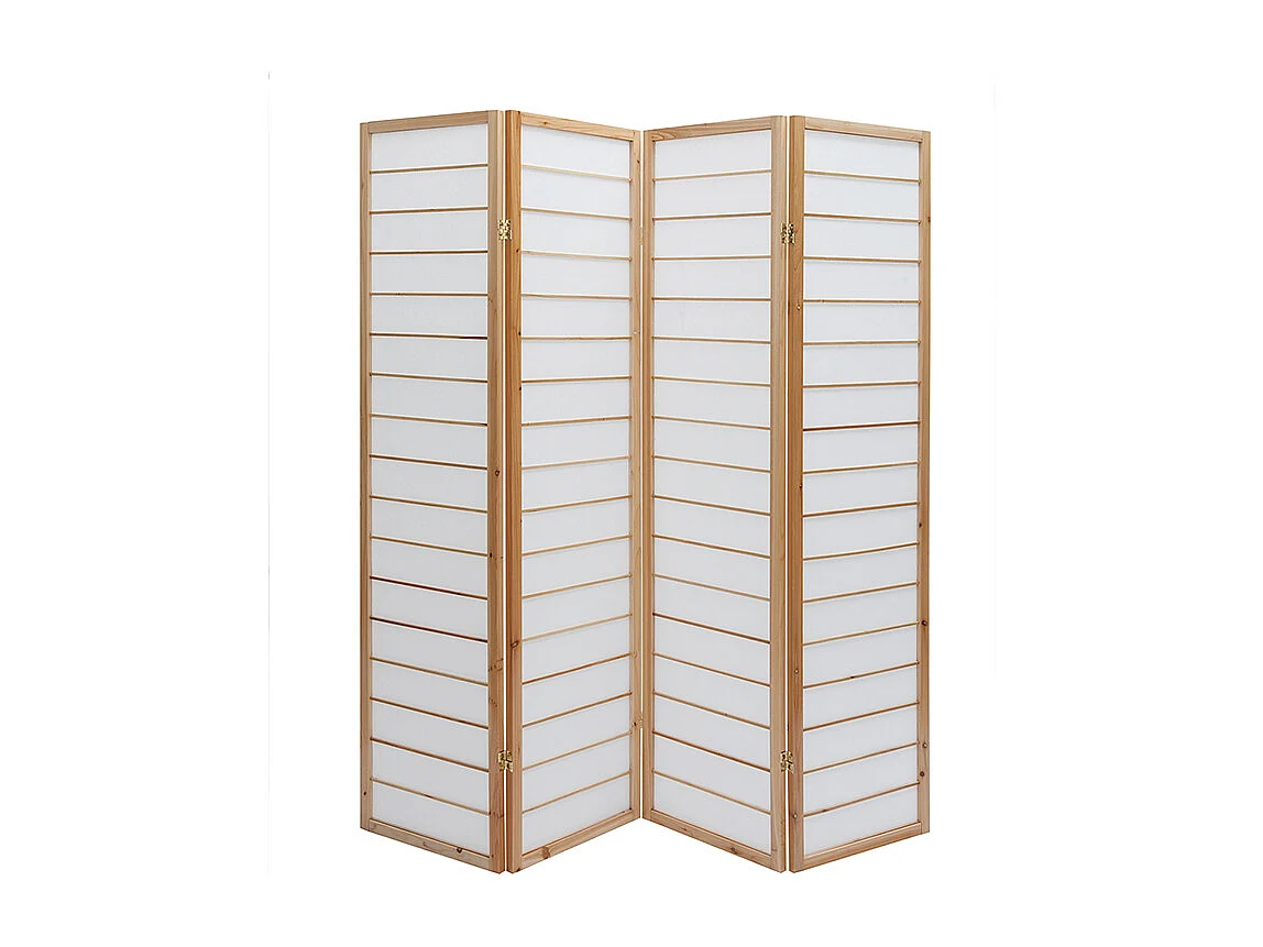 Paravento giapponese in legno naturale e carta di riso GIBON