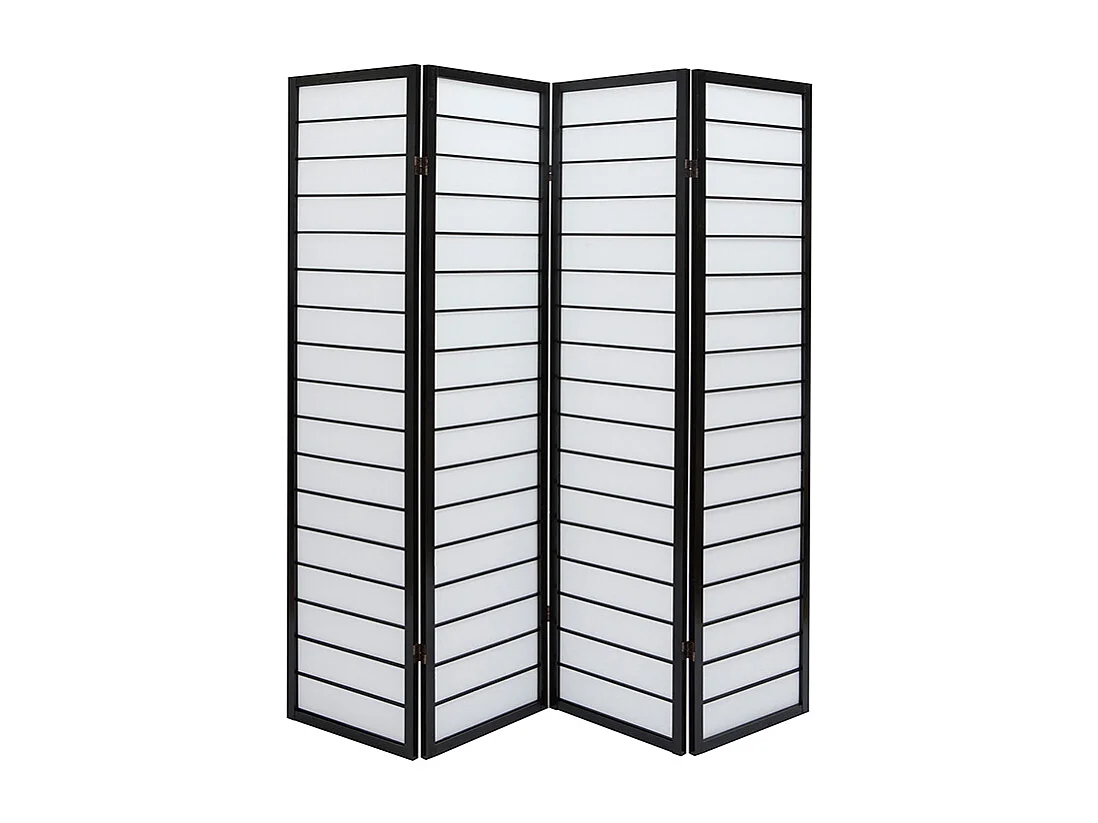 Paravent japonais en bois noir et papier de riz L177 cm GIBON