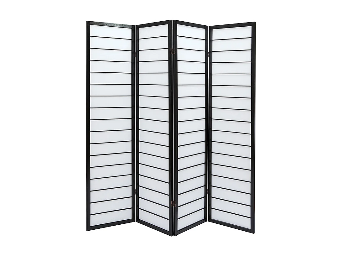 Paravent japonais en bois noir et papier de riz L177 cm GIBON