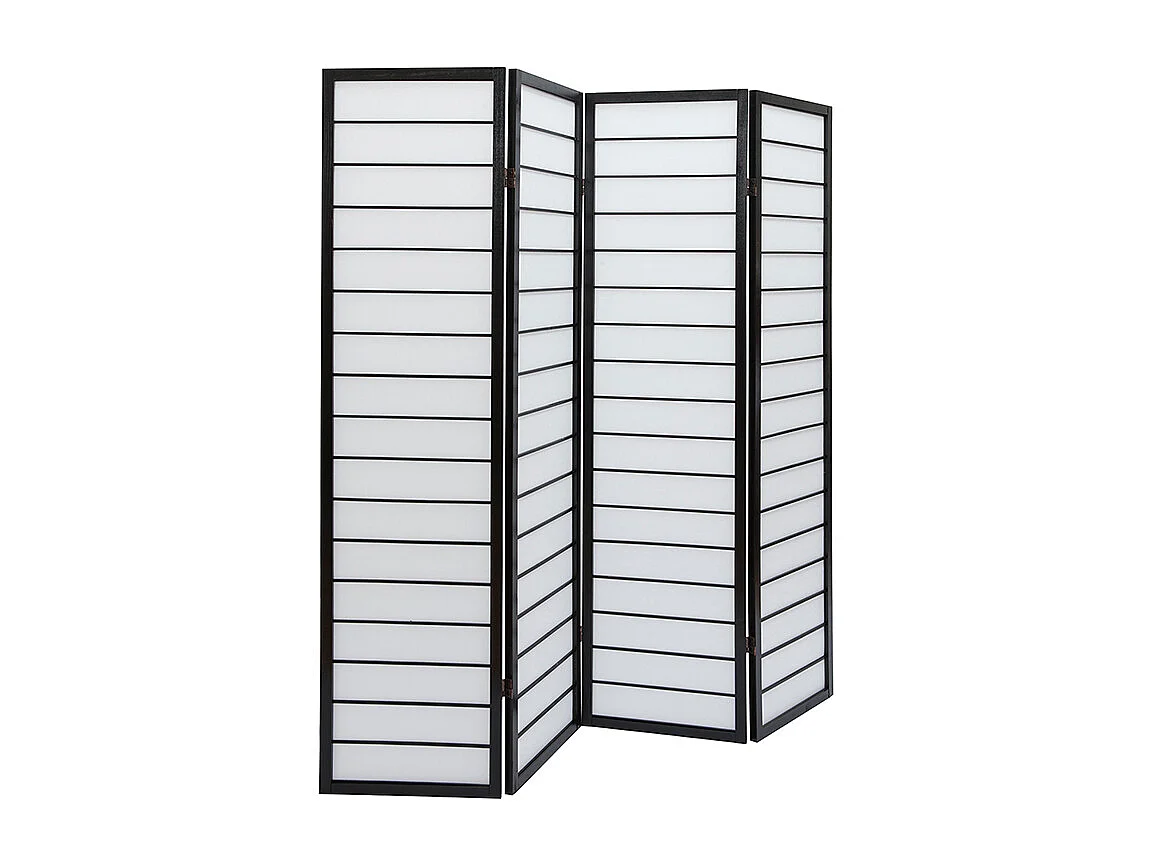Paravent japonais en bois noir et papier de riz L177 cm GIBON