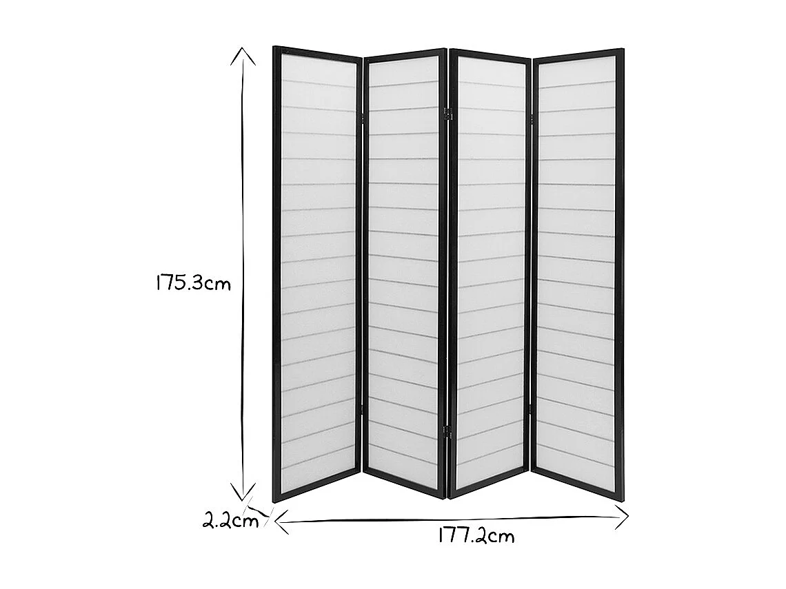 Paravent japonais en bois noir et papier de riz L177 cm GIBON