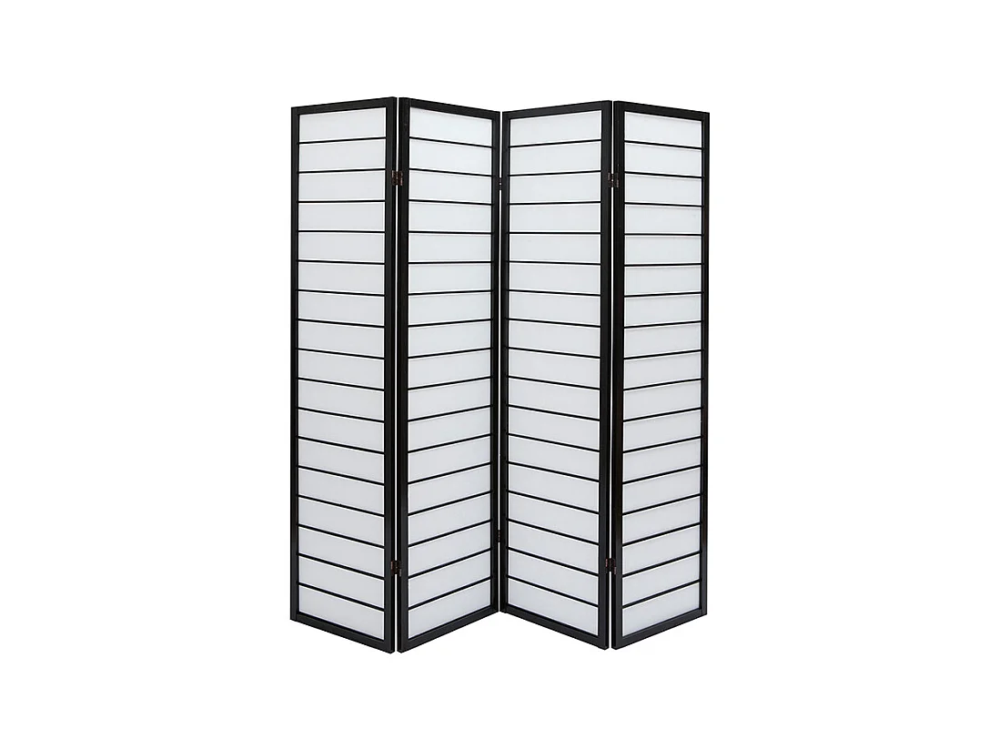 Paravent japonais en bois noir et papier de riz L177 cm GIBON