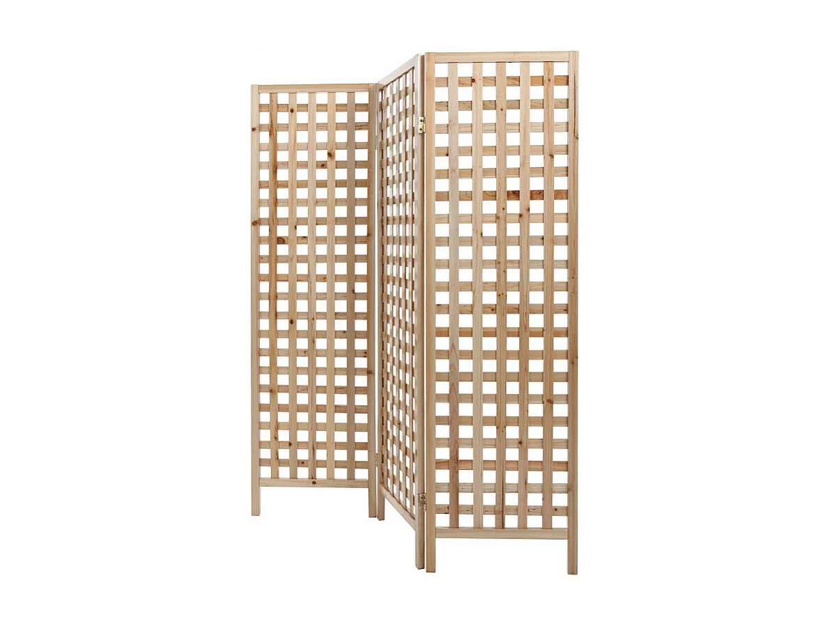 Paravent en bois clair motif ajouré 3 vantaux L133 cm AKKIKO