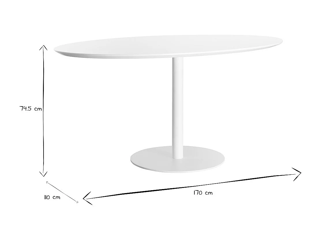 Table à manger design blanche ovale L170 cm HALIA