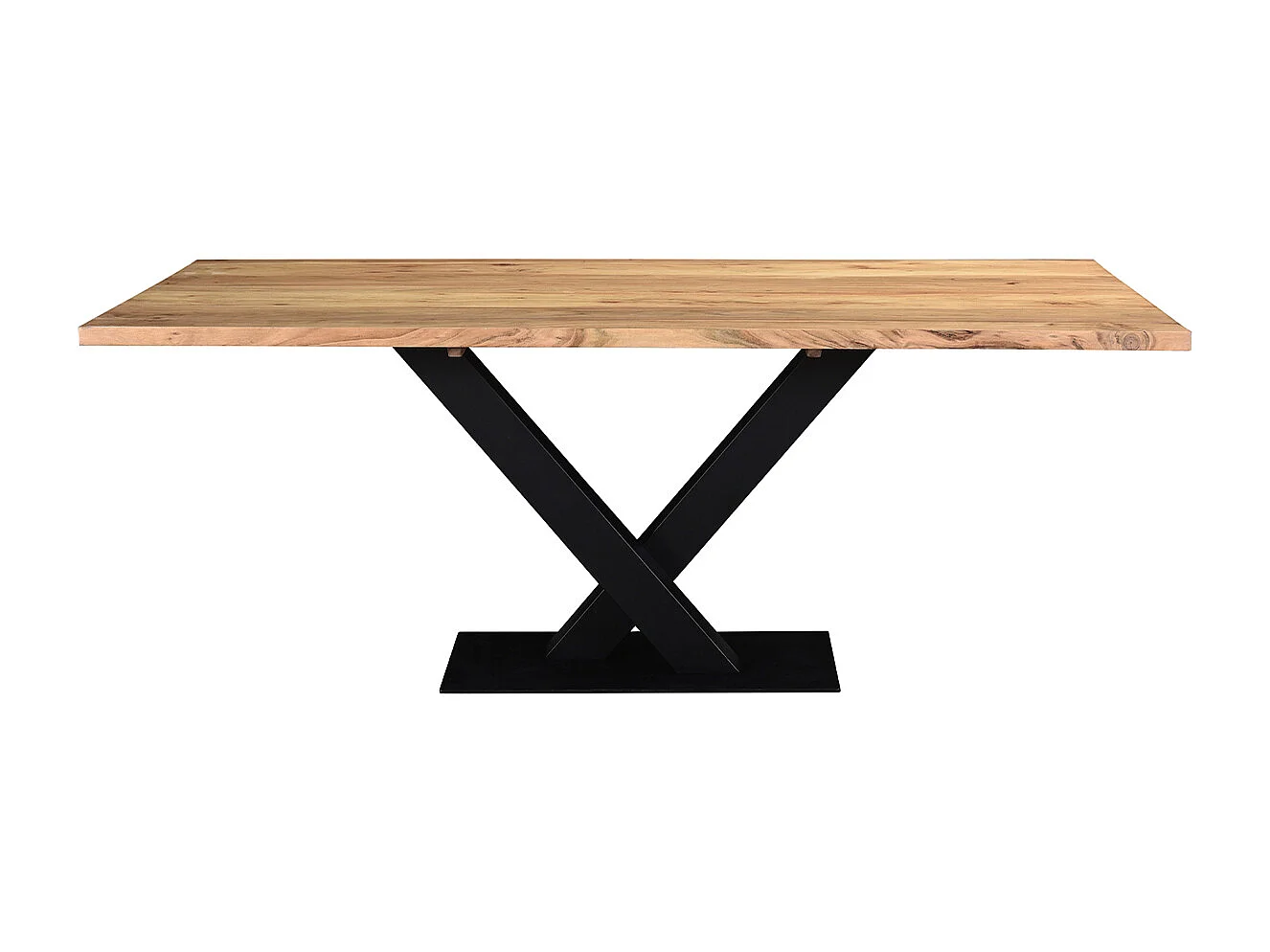 Table à manger rectangulaire industrielle en bois massif et métal noir L200 cm VALLEY