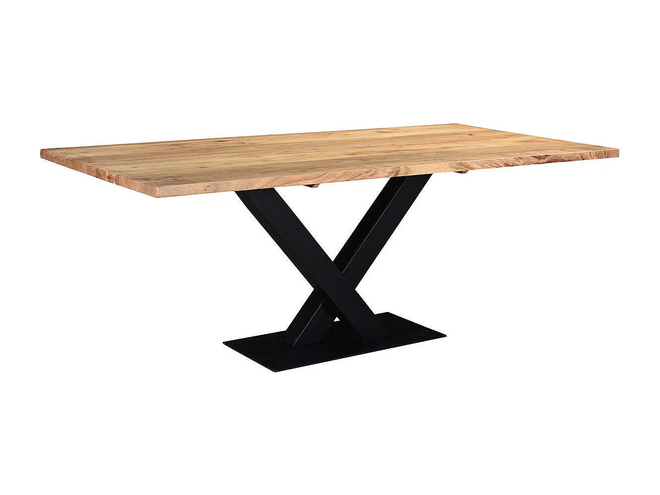 Table à manger rectangulaire industrielle en bois massif et métal noir L200 cm VALLEY