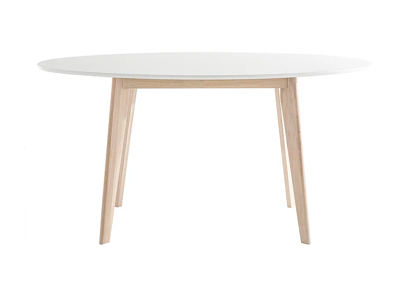 Table scandinave ovale blanche et bois clair L150 cm LEENA