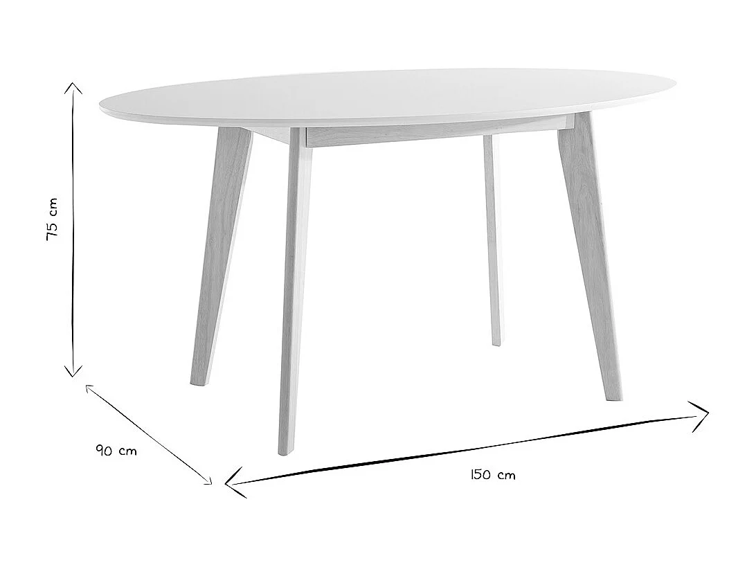 Tavolo ovale 150cm bianco e legno chiaro LEENA