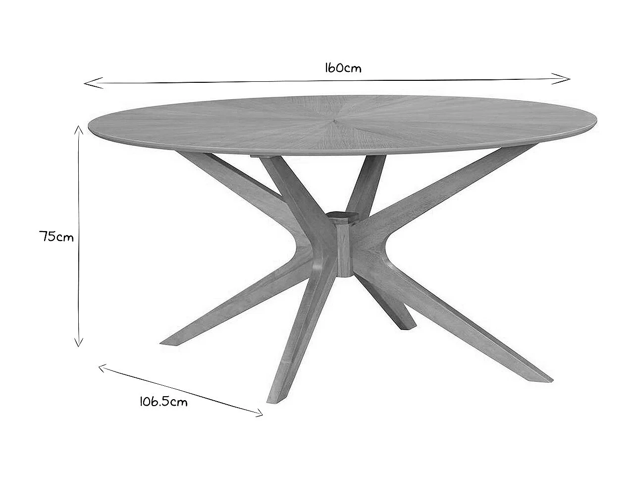 Mesa de comedor ovalada de diseño en roble 160 cm DIELLI