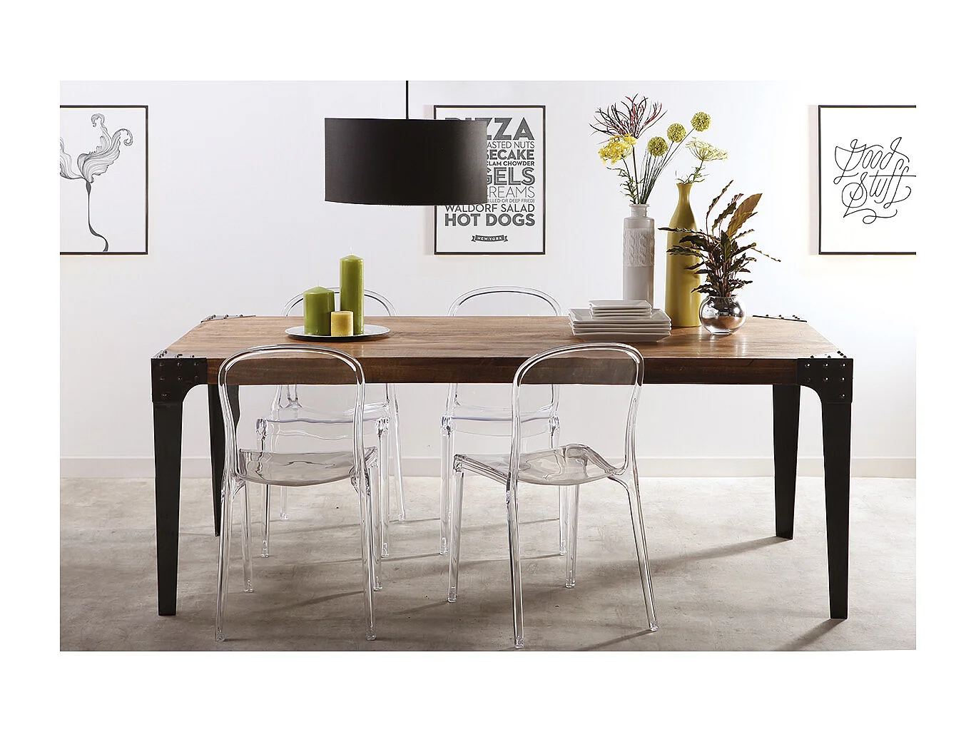 Industrieller Esstisch Metall und Holz L200 MADISON