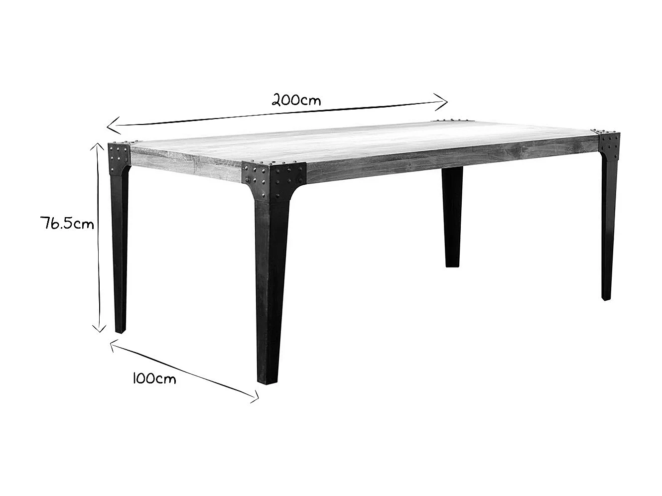 Industrieller Esstisch Metall und Holz L200 MADISON