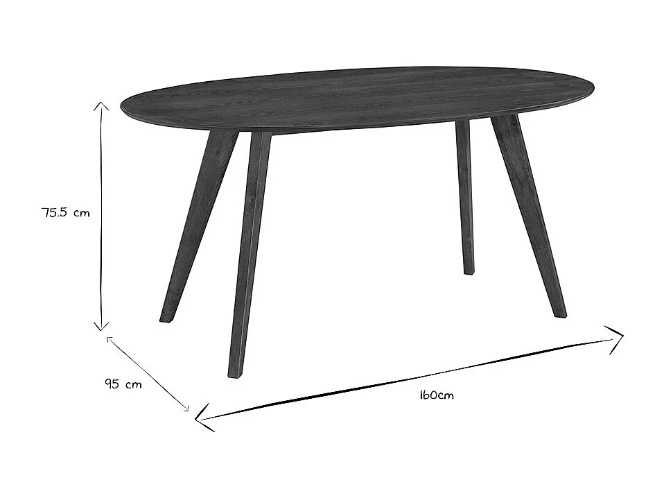 Table à manger vintage ovale en bois foncé L160 cm MARIK